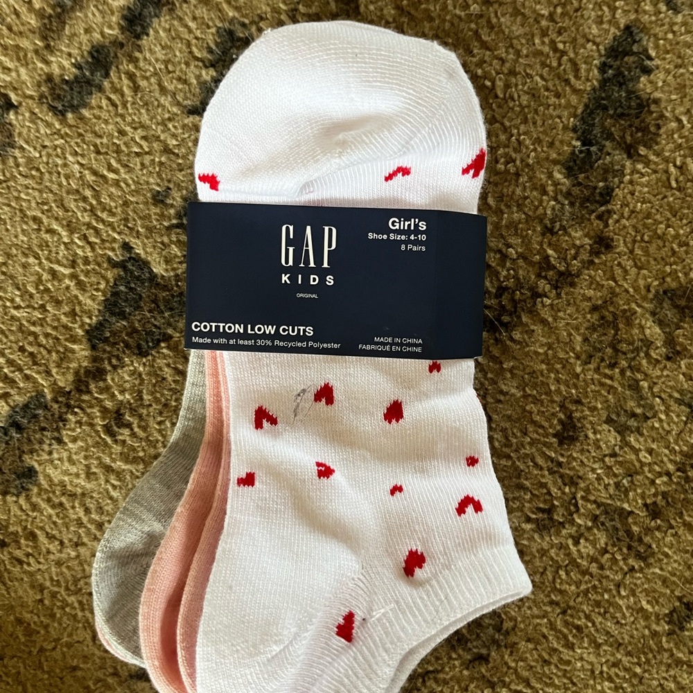 GAP Kids White and Red Heart Socks
